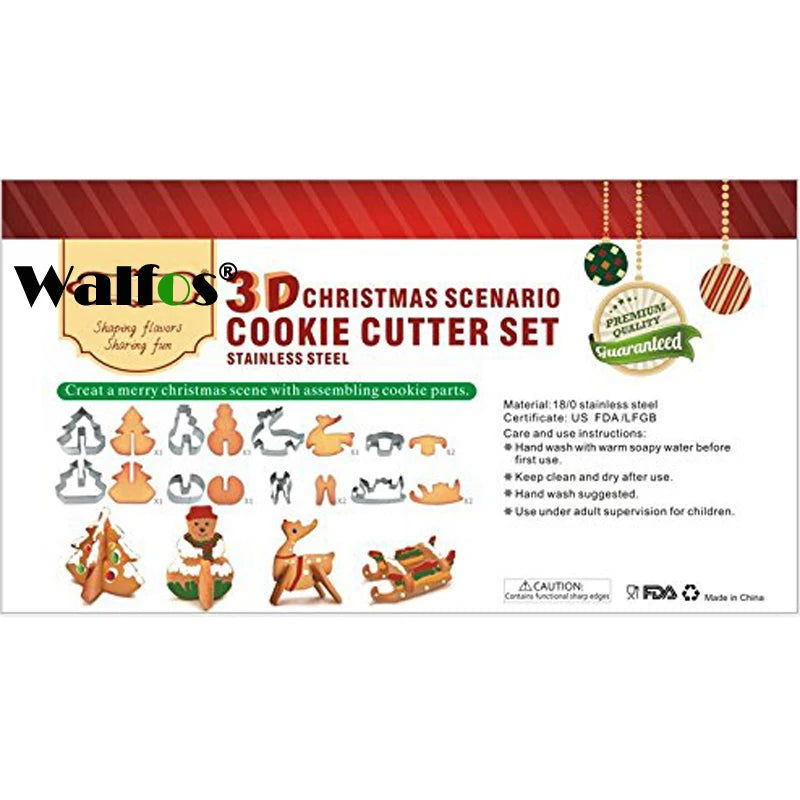 3D CHRISTMAS Scenario Cookie Cutter Set Snowman Christmas Tree Cookies Mold Tools Biscuit Mould Fondant Cutter Cake Decoration - Walfos® Kitchenware