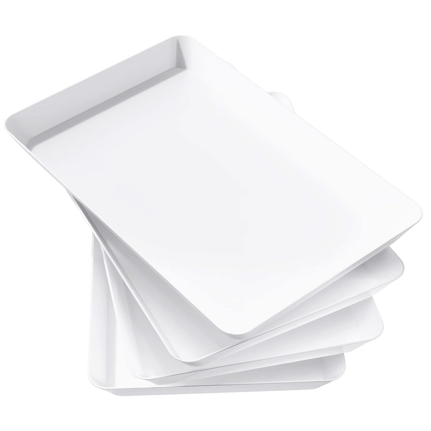 Lifewit Serving Tray Plastic for Party Supplies, 15" x 10" Platters for Serving Food, 3 pcs White Reusable Tray for Veggie, Snack, Fruit, Cookies, Desserts in Kitchen/Pantry Organization