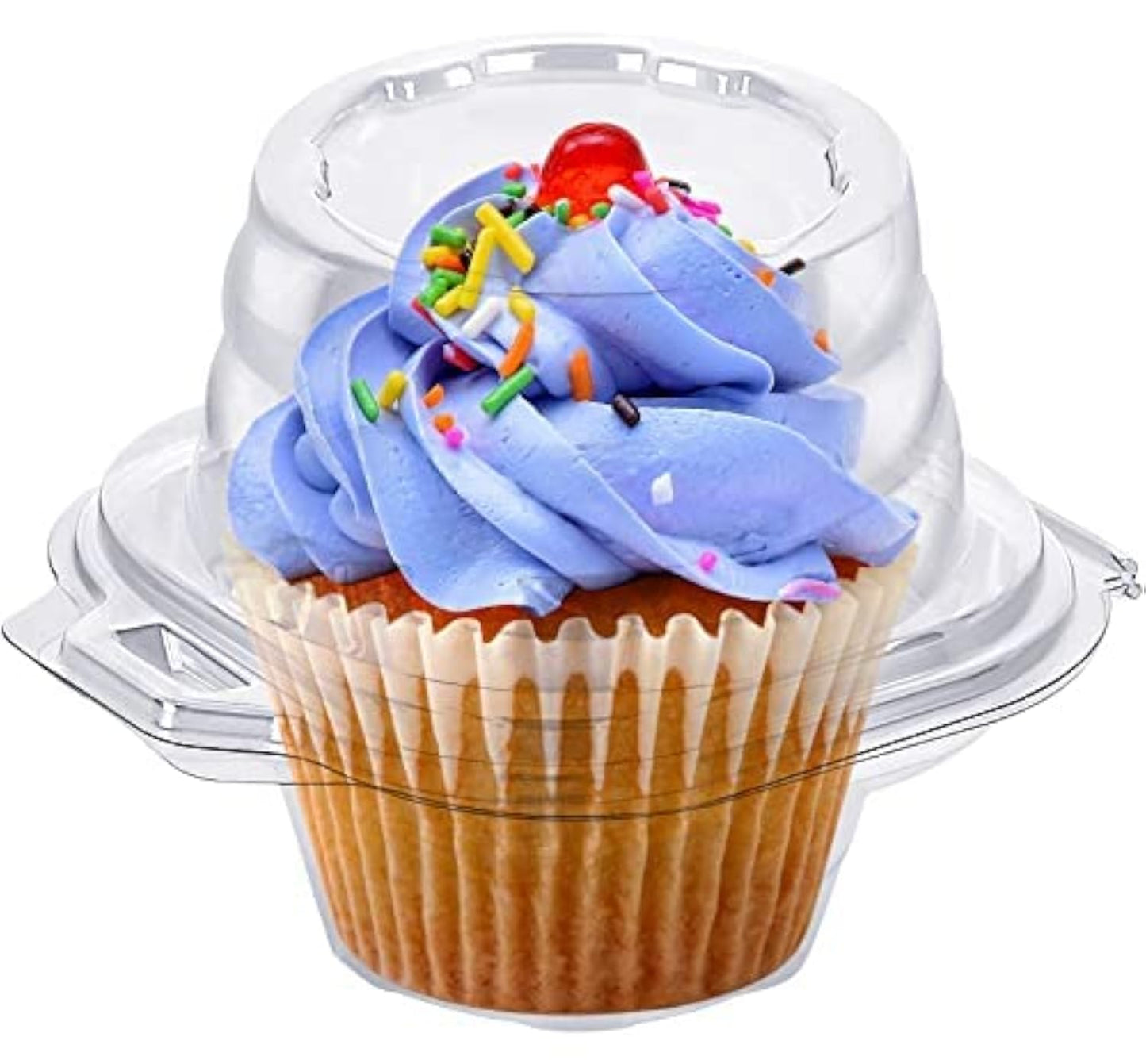 Cupcake Boxes Individual Cupcake Containers, 50 Packs Regular Single Cupcake Holder High Topping for Muffins, Thicker Stackable Plastic Cupcake Carrier for Party (50 pack)