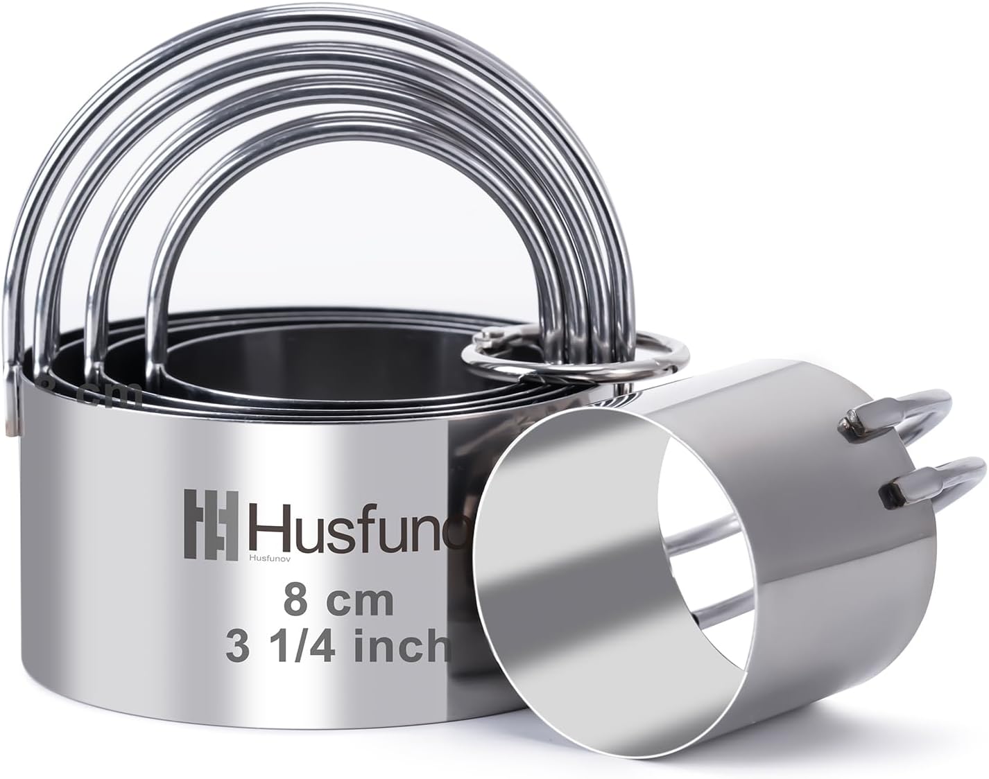 Biscuit Cutter Set Round Cookie Cutters with Handle 5 Pieces Stainless Steel Circle Professional Baking Dough Tools for Cake