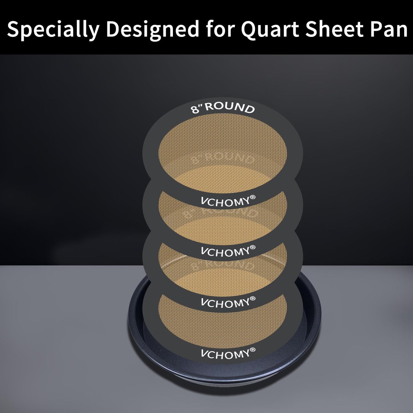 Silicone Baking Mats, Set of 4, Round dia 8 Inch, Non Stick, BPA Free, Baking Sheet Pan Liner for Cake,Pizza,Cookies,Macaron,Bread,Pastry,Toaster (Red, Round-dia 8 inch)