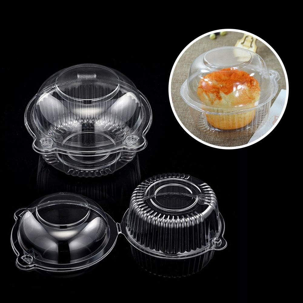 Cupcake Holders Individual,50 PC Cupcake Containers Disposable Clear Plastic Single Muffin Dome Holders Cases Individual Cupcake Boxes Bulk (white, 50 pcs)