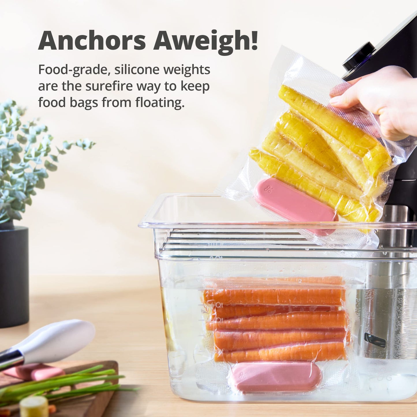 Obciążniki do gotowania metodą Sous Vide firmy Greater Goods z silikonową obudową i stalowym środkiem, idealne akcesoria do uzupełnienia zestawu do gotowania metodą Sous Vide, zaprojektowane w St. Louis, 3 sztuki (różowe)