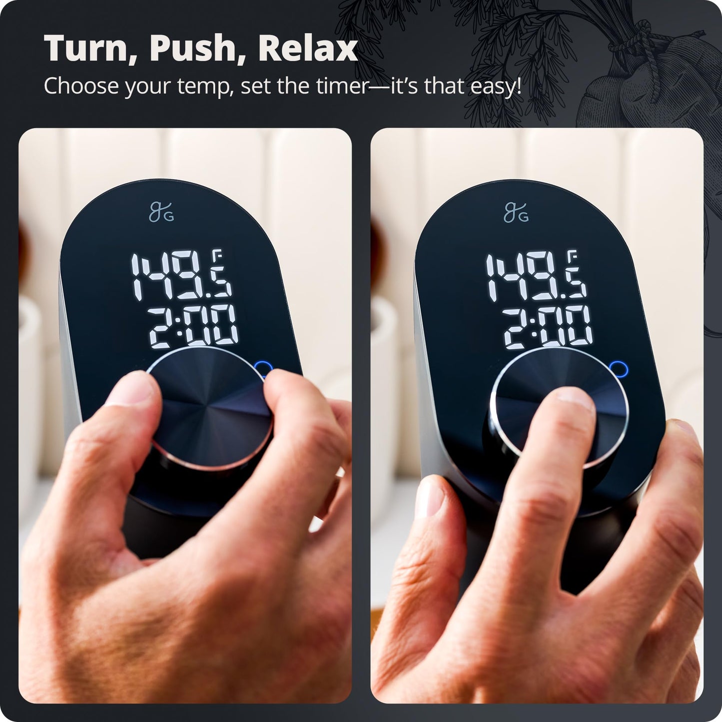 Greater Goods Kitchen Sous Vide Machine - precyzyjne urządzenie do gotowania, cyrkulacja zanurzeniowa, silnik bezszczotkowy, 1100 watów (czarny onyks)