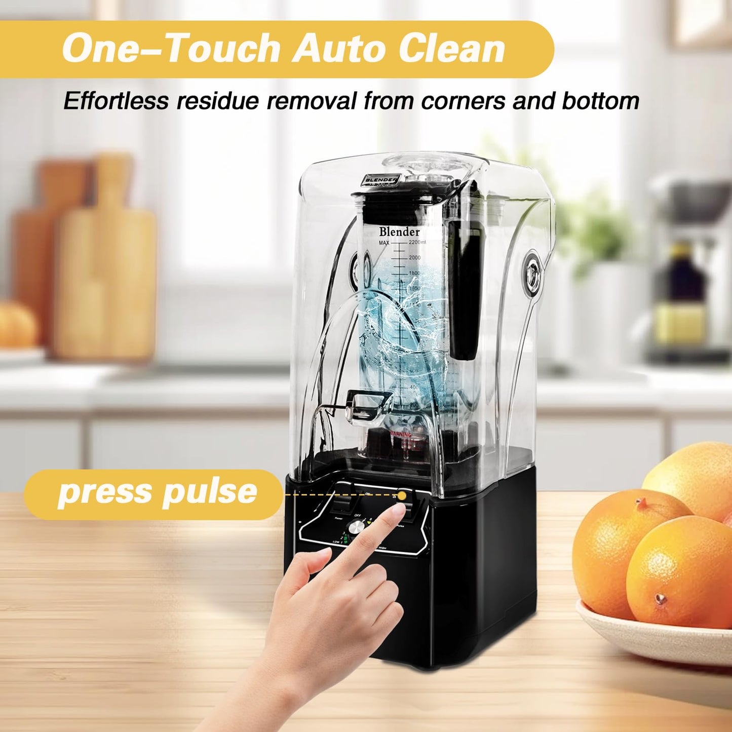 Blender komercyjny FULIYE z osłoną dźwiękoszczelną, cichy blender komercyjny do koktajli 2200 W z pokrywą, profesjonalny blender z pojemnikiem 80 oz do restauracji, koktajli, kruszenia lodu 9,5"D x 9"W x 19,7"H