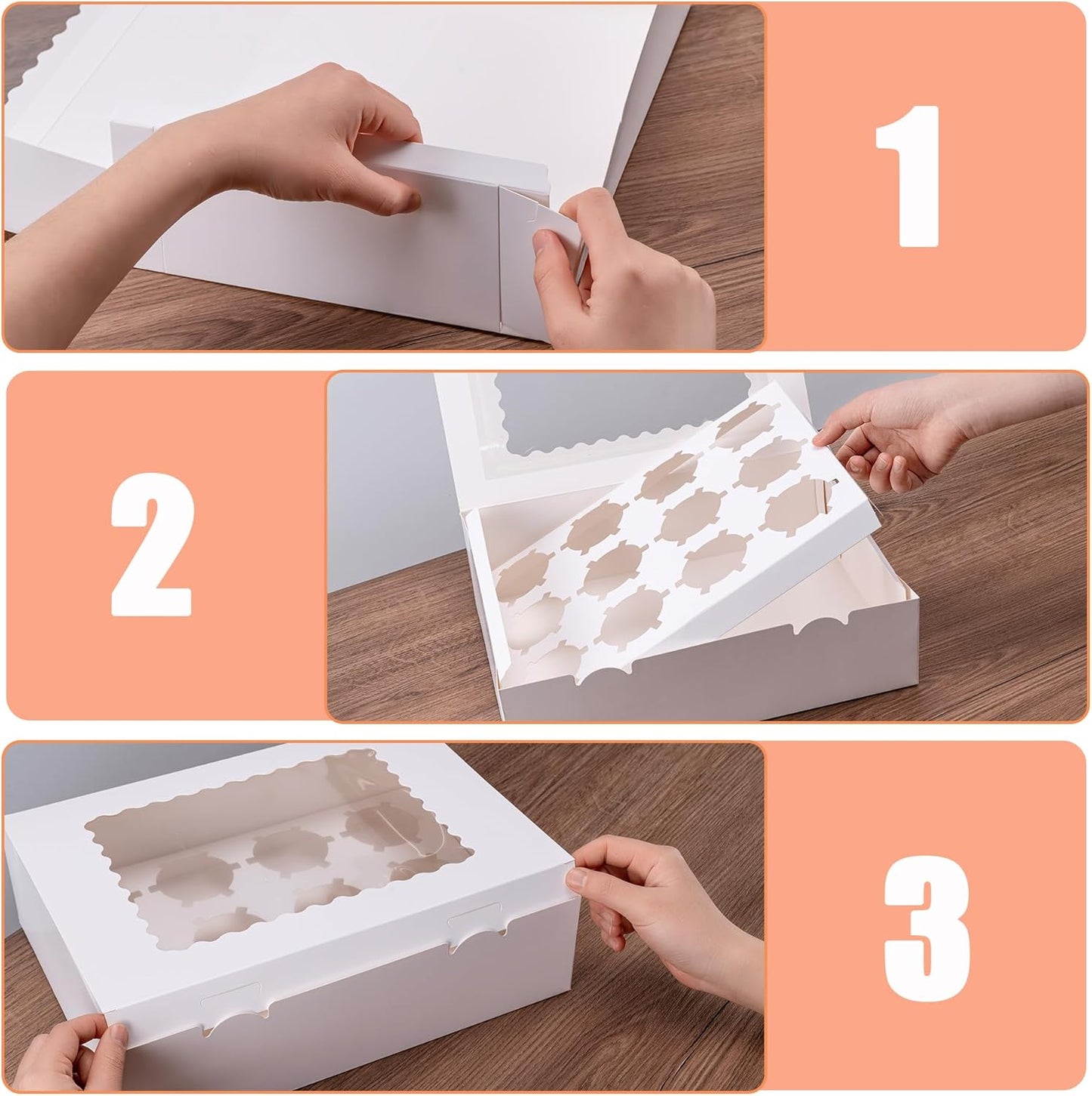 12 Count Cupcake Boxes, 4PCS Cupcake Container with Window, Food Grade Cupcake Holder for Birthday Holiday Party, Bakery Supplies for Cupcakes, Desserts, and More