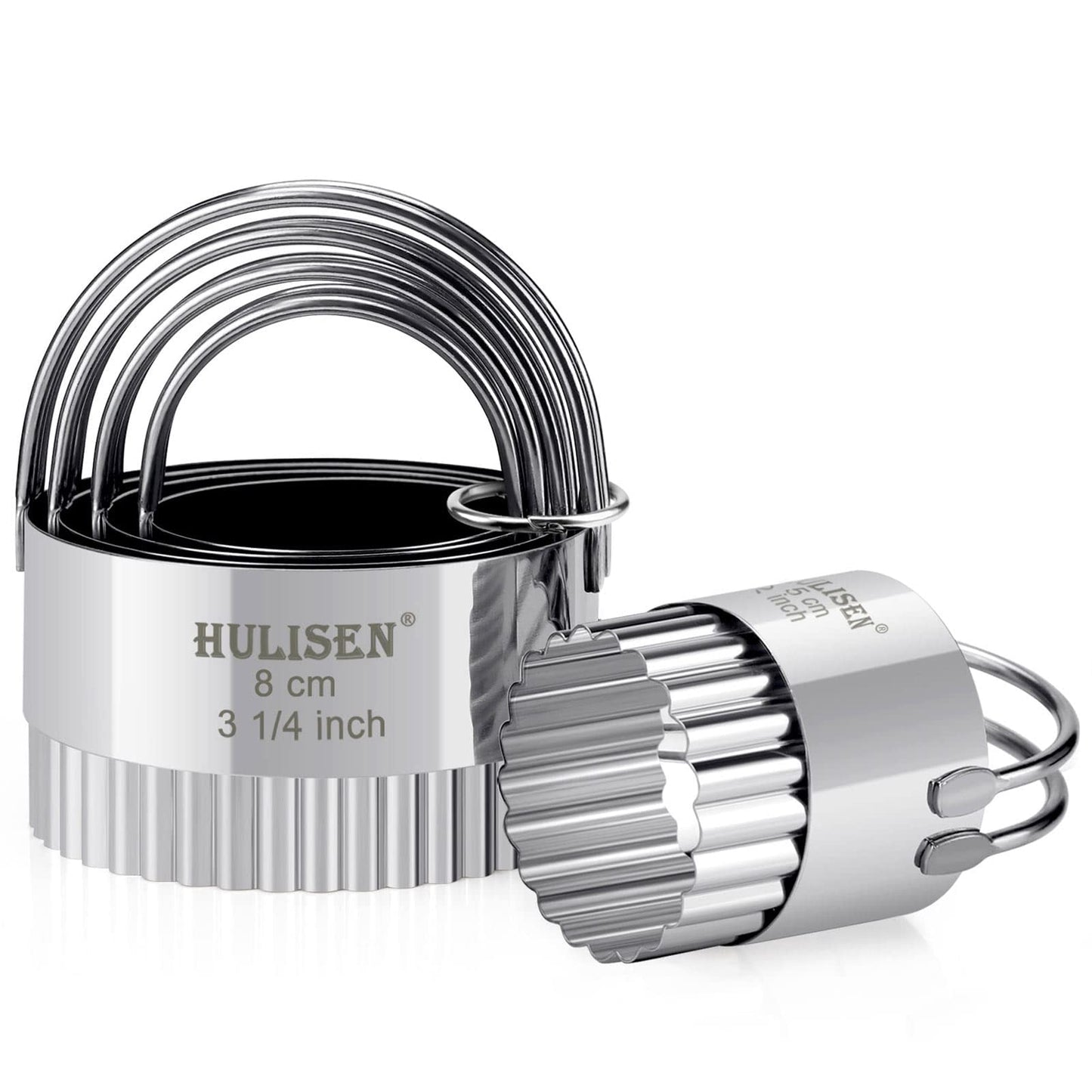 HULISEN Biscuit Cutter Set (5 Pieces/Set), Round Cookies Cutter with Handle, Professional Baking Dough Tools, Gift Package