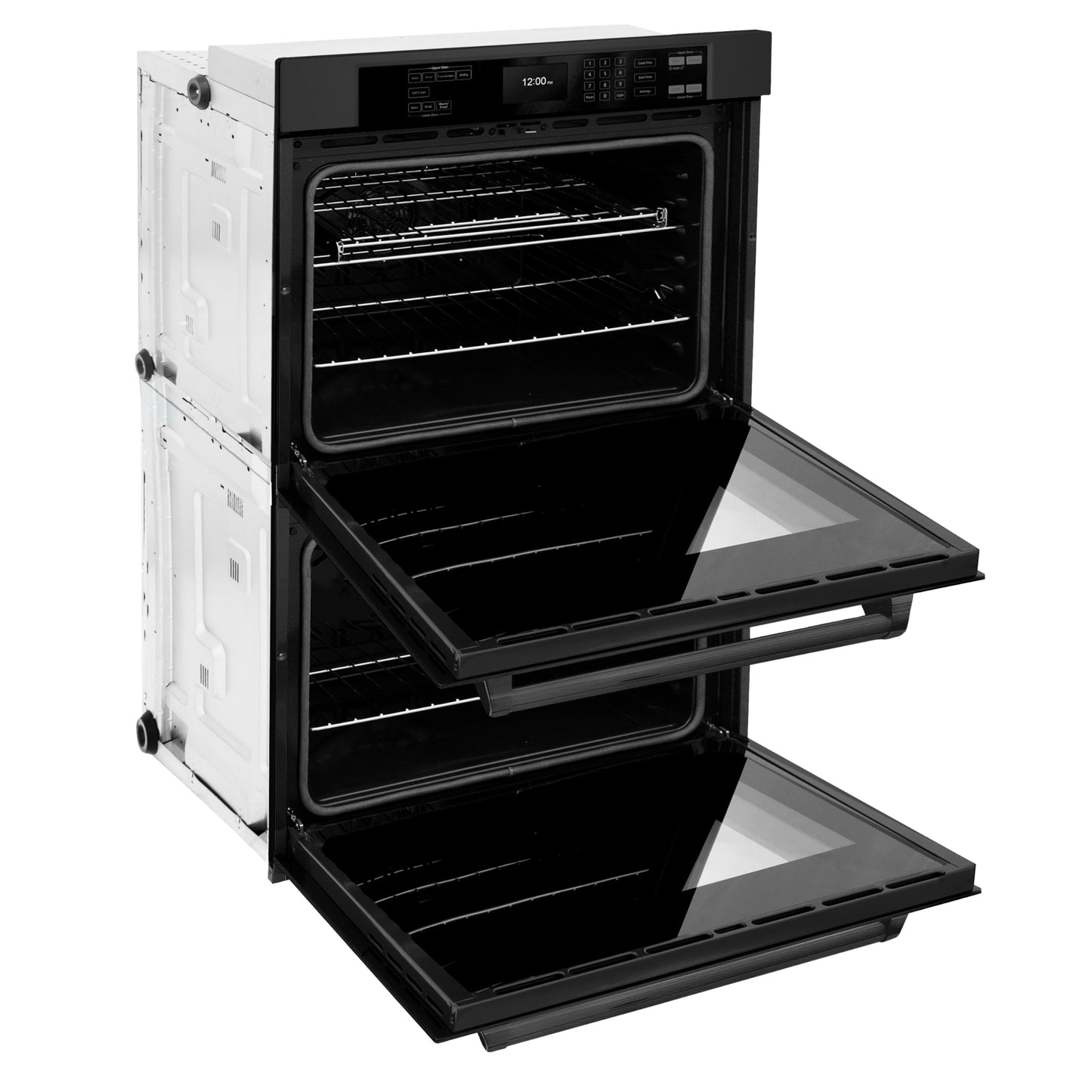ZLINE 30 cali Profesjonalny podwójny piekarnik ścienny z prawdziwą konwekcją i funkcją Air Fry i samoczyszczenia w kolorze czarnej stali nierdzewnej (WADB-30)