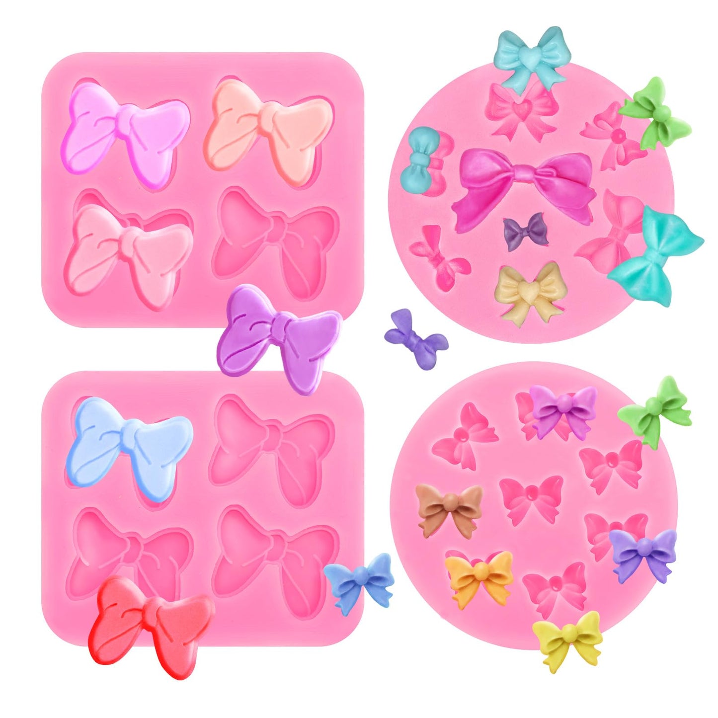 3 Pcs Bow Silicone Mold Fondant Bow Mold Chocolate Candy Cake Pop Molds Bow Molds for Cake Decorating, DIY Desserts, Fondant,Clay