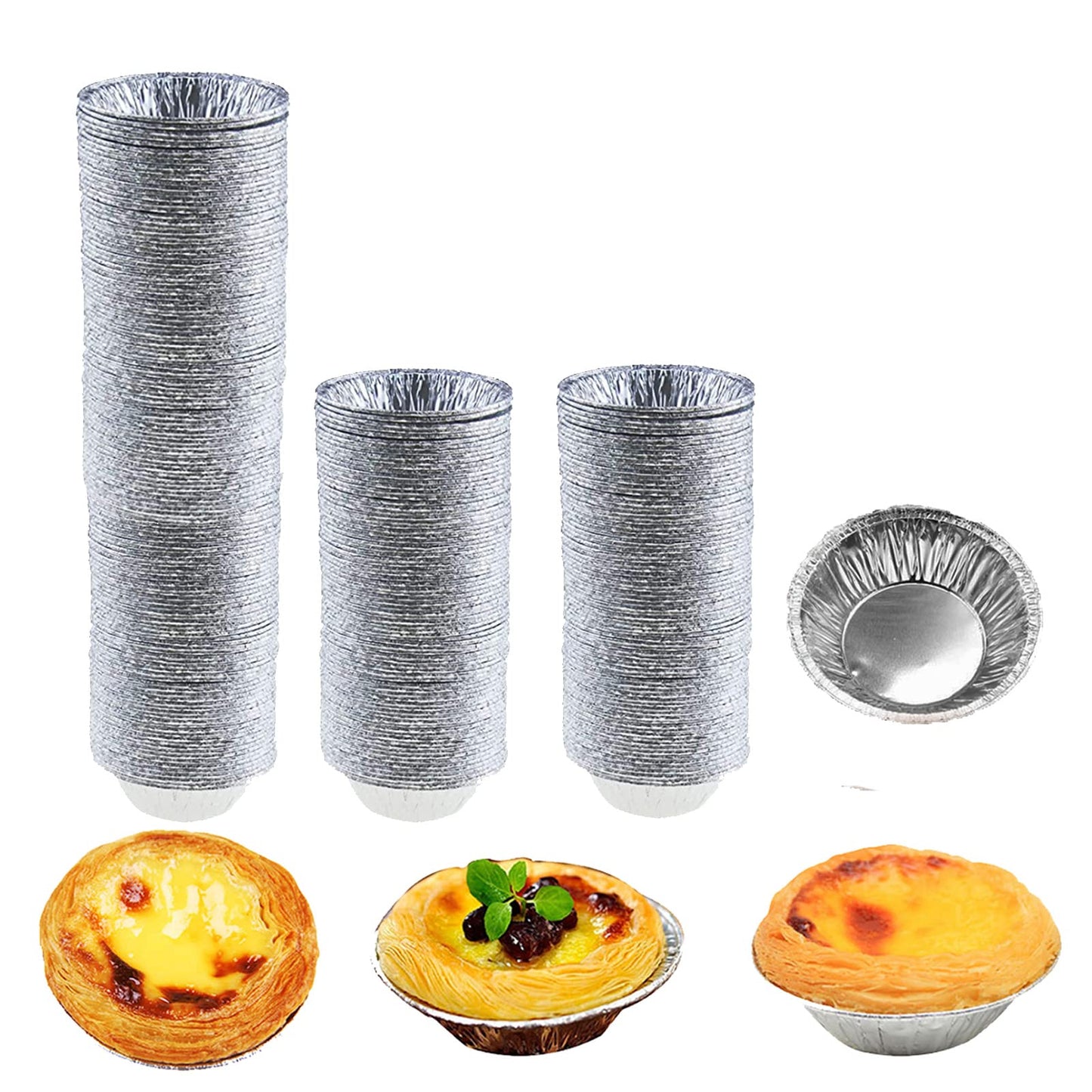 100 Pcs Aluminum Foil Mini Pans, Great for Baking Tarts, Quiche, Pudding, etc.