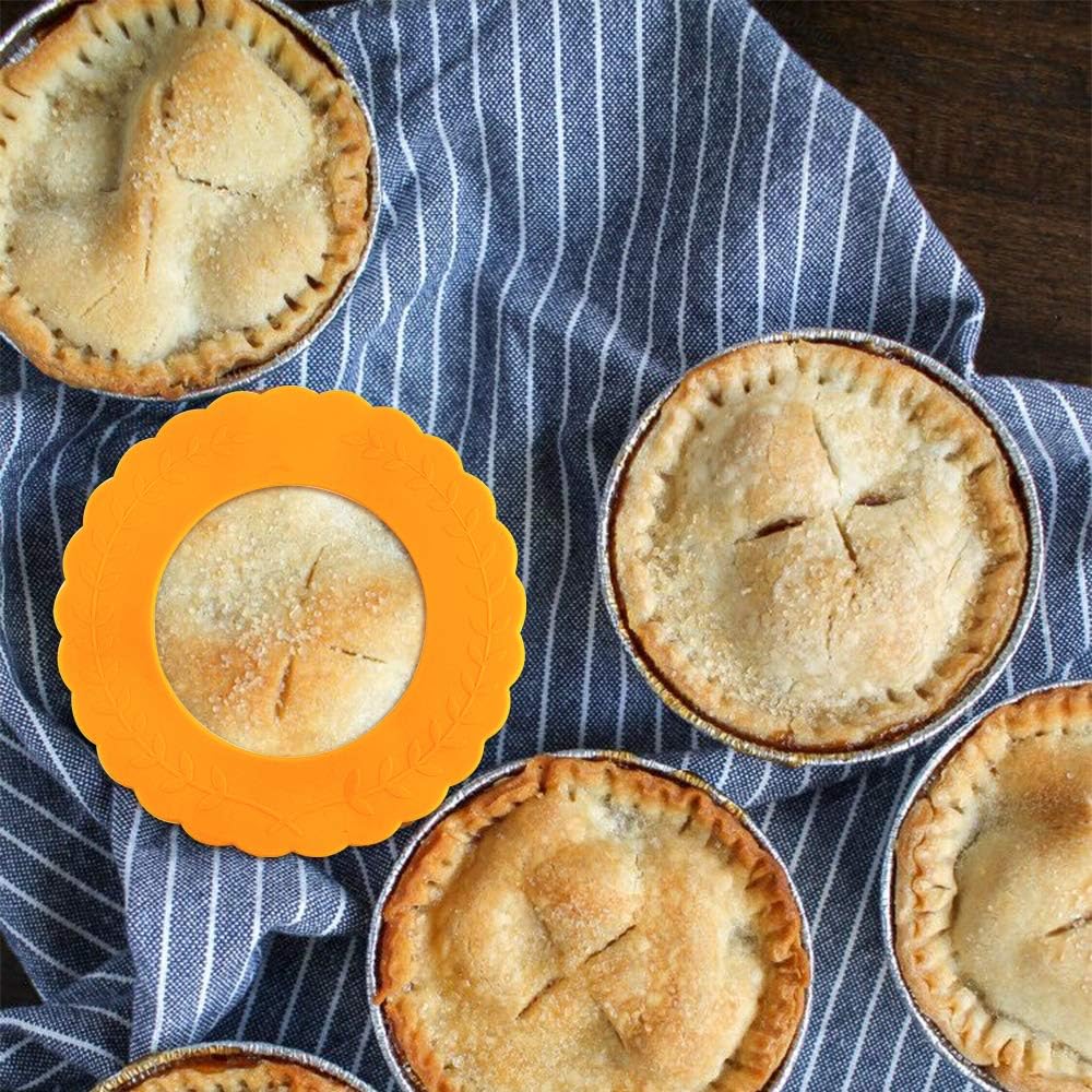 Webake Mini Silicone Pie Shield 4 Pack, Pie Crust Protector Shield for Mini Pie Pans, BPA Free European Food Grade Silicone Pinch Test Passed, Fits Rimmed Pie Dish 5” - 6” to Protect Edge from Burning