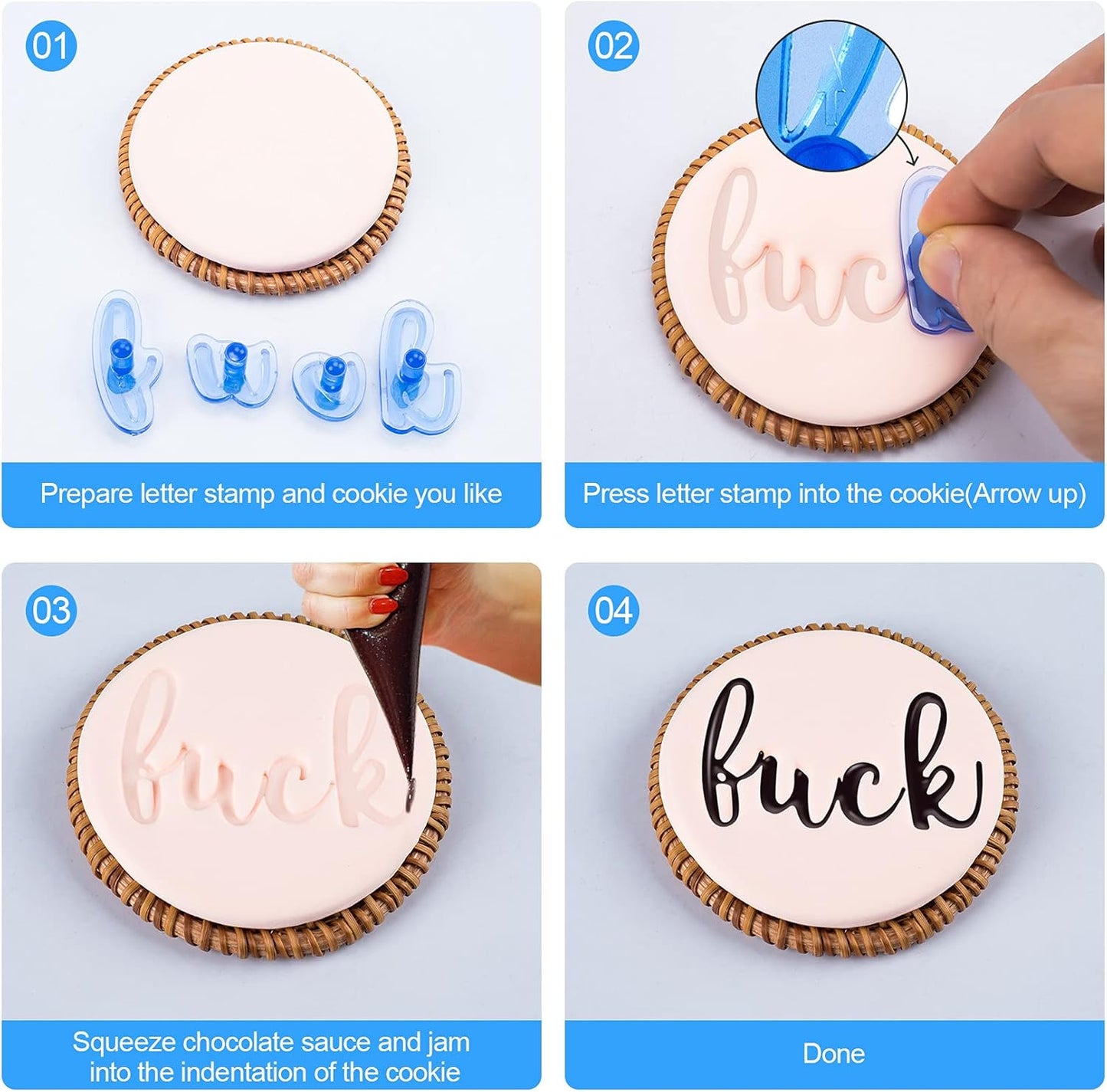 OIIKI 83 Pcs Fun Alphabet Number Cake Stamp Set, Special Characters & Numbers DIY Sugar Cake & Cookie Decor