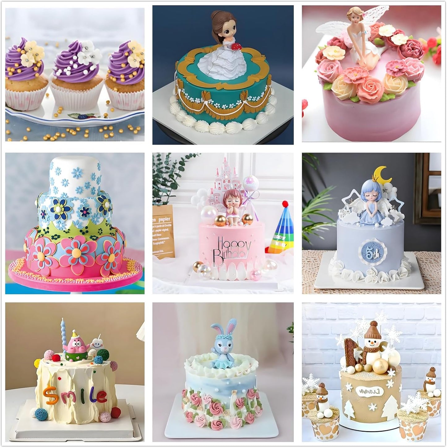 93 Pcs Cake Decorating Kit with Cake Turntable,Cake Leveler,24 Numbered Icing Tips,2 Spatulas,2 Coupler,3 Comb Scrapers,Flower Nail & Lifter Scissor,50 Disposable Pastry Bags