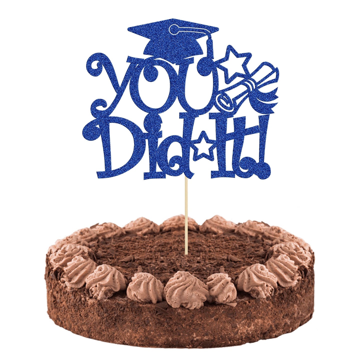1Pc Congrats Grad 2025 Cake Topper Red Glitter Diploma Graduation Cap Cake Pick Congrats Class of 2025 Cake Decorations for 2025 Graduation Theme High School Boys Girls Graduate Party Supplies