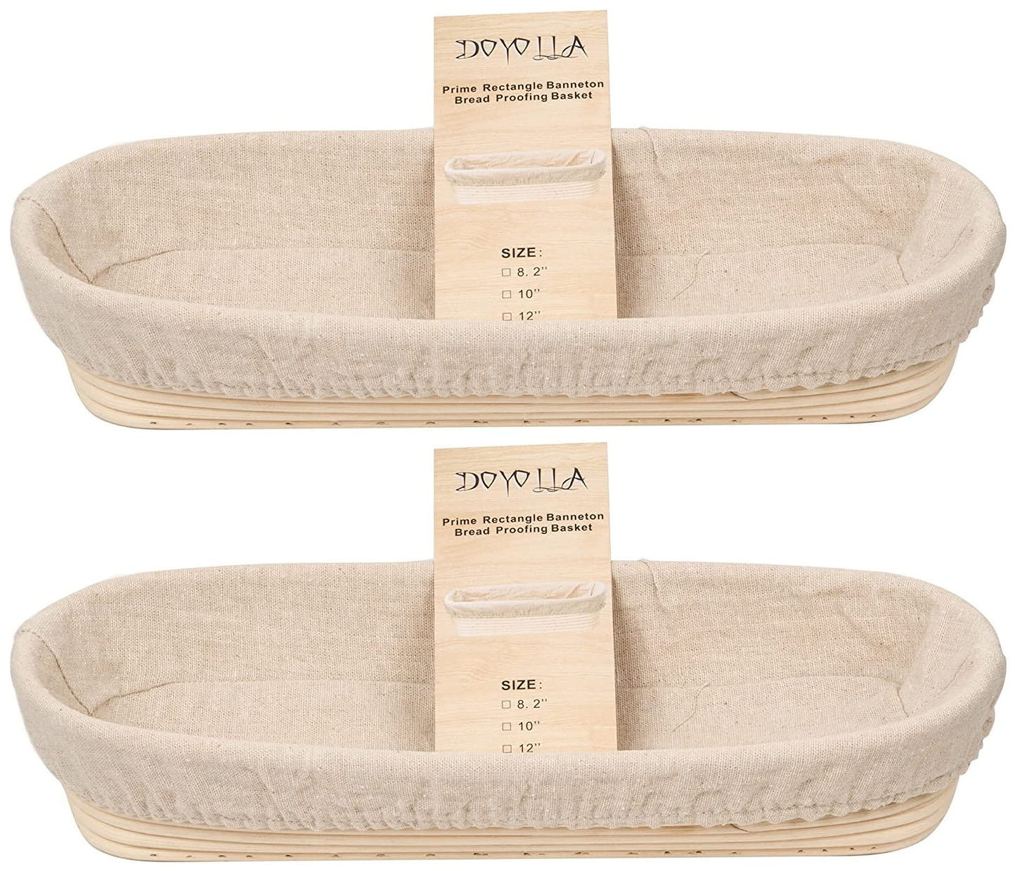 Bread Proofing Baskets Set of 2 10 inch Oval Shaped Dough Proofing Bowls w/Liners Perfect for Professional & Home Sourdough Bread Baking