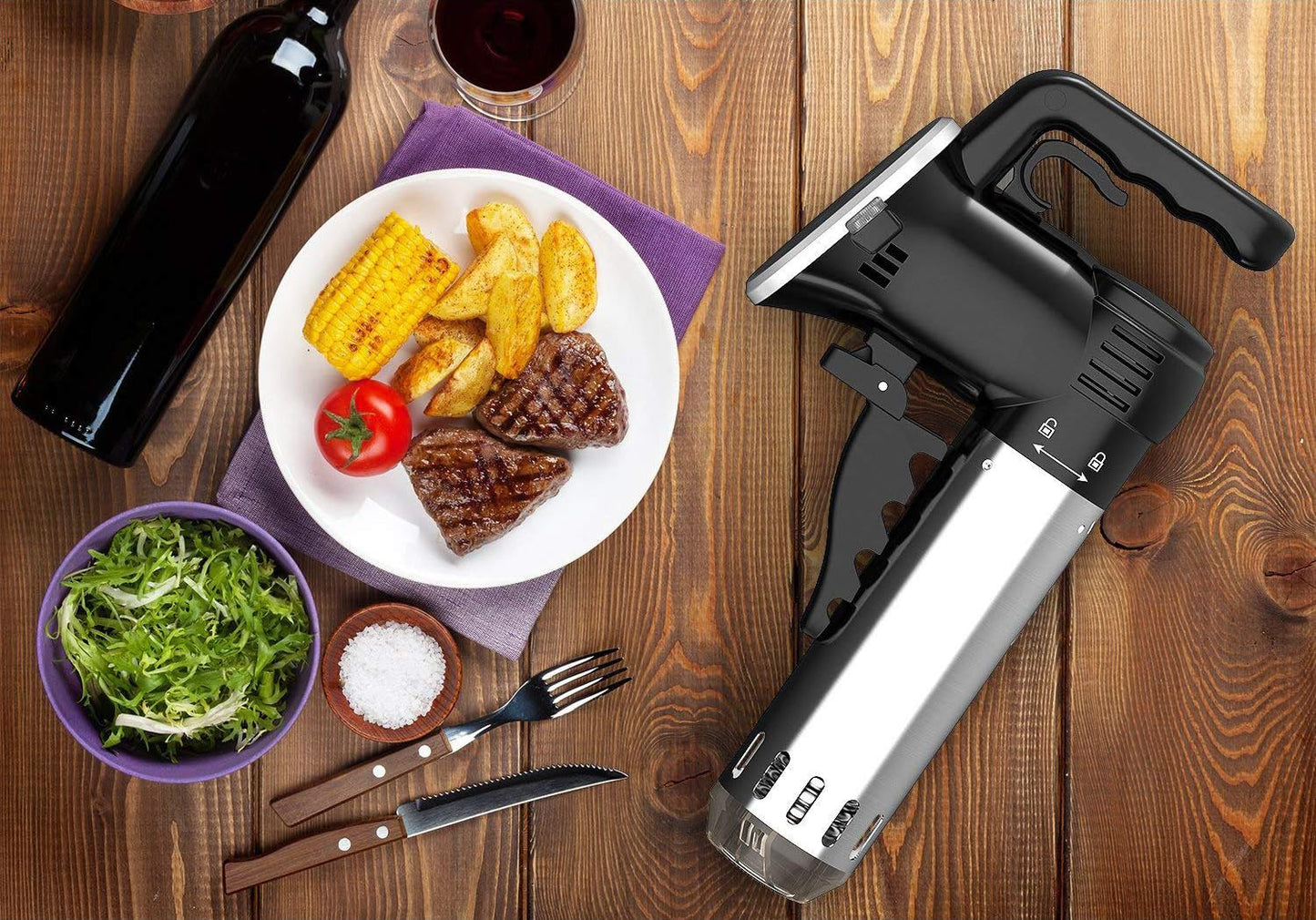 Cyrkulator zanurzeniowy do gotowania sous vide, Wancle sous vide machine 850 W, ultracichy, 120 V, czarny