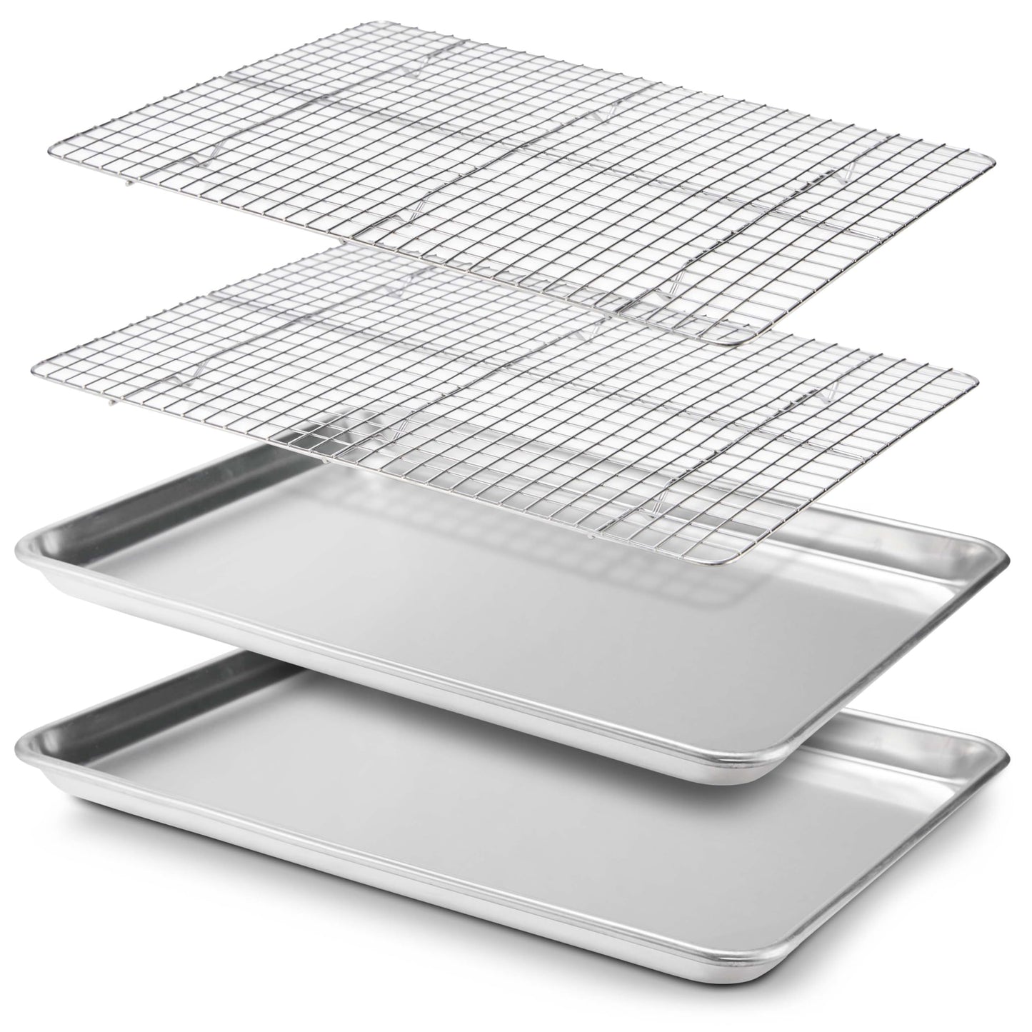 Checkered Chef Baking Sheet Pan and Cooling Rack - Half Sheet, 18" x 13" Aluminum Cookie Sheets and Stainless Steel Wire Rack for Baking