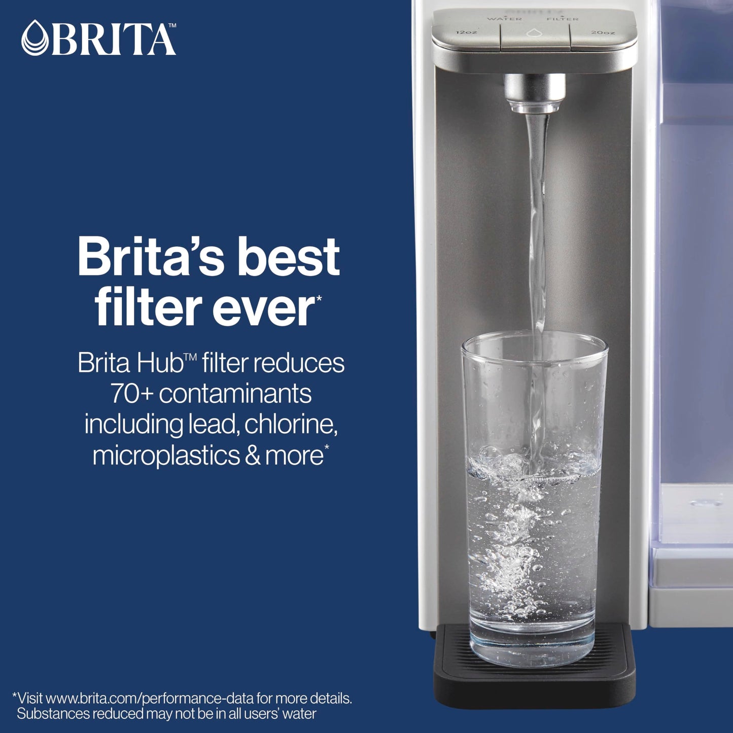 Brita Hub Instant Powerful Countertop Water Filter System, Redukuje 70+ Zanieczyszczeń, 12-kubkowy zbiornik na wodę, Zawiera 6-miesięczny filtr węglowy, Biały, 87340