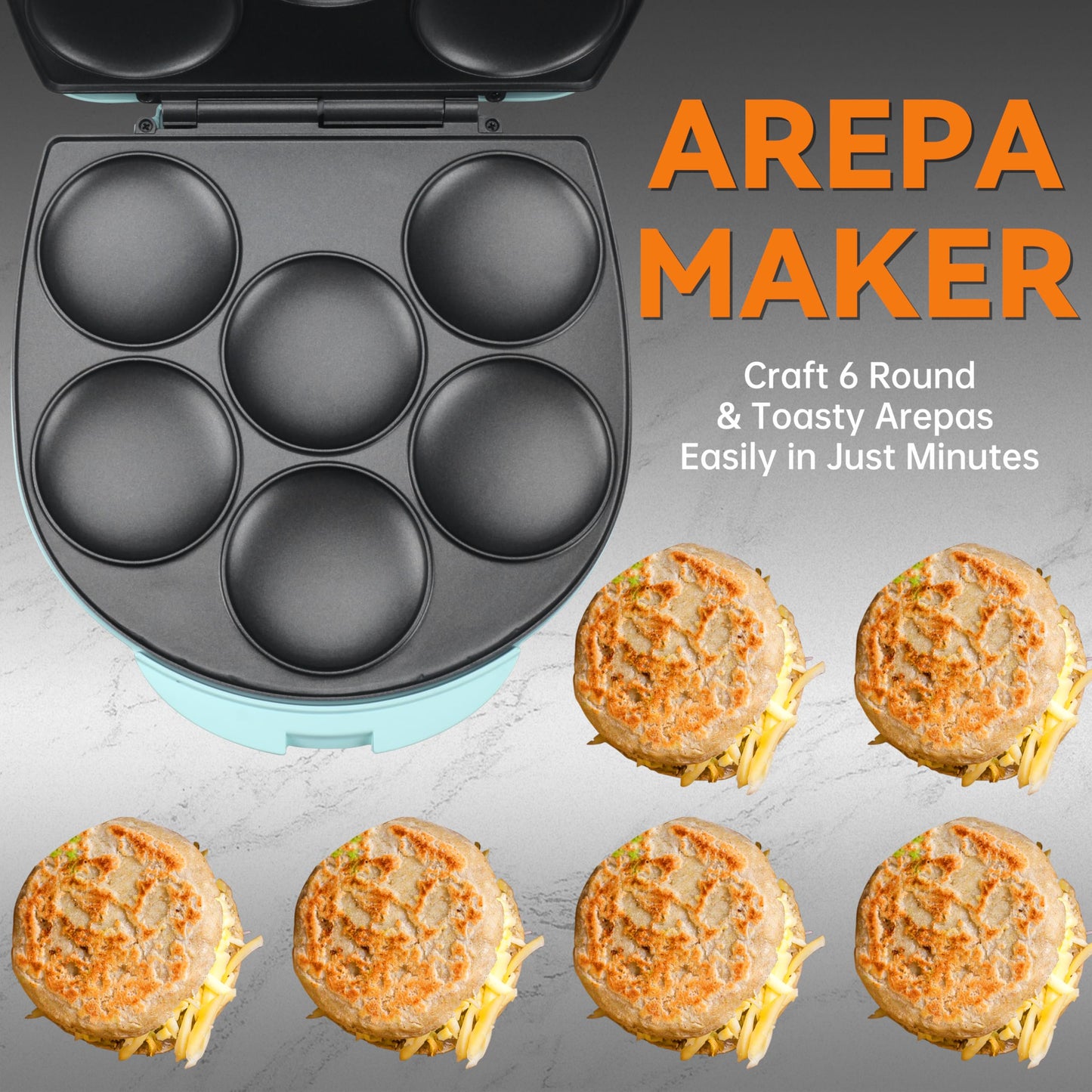 Baker's Friend Electric Arepas Maker with Browning Control, Mini Pancakes Maker, Pancake Maker Pan, Tostiarepa, Makes Corn Patties, Arepas, Mini Pancakes, Fried Eggs, Breakfast Sandwiches, Aqua