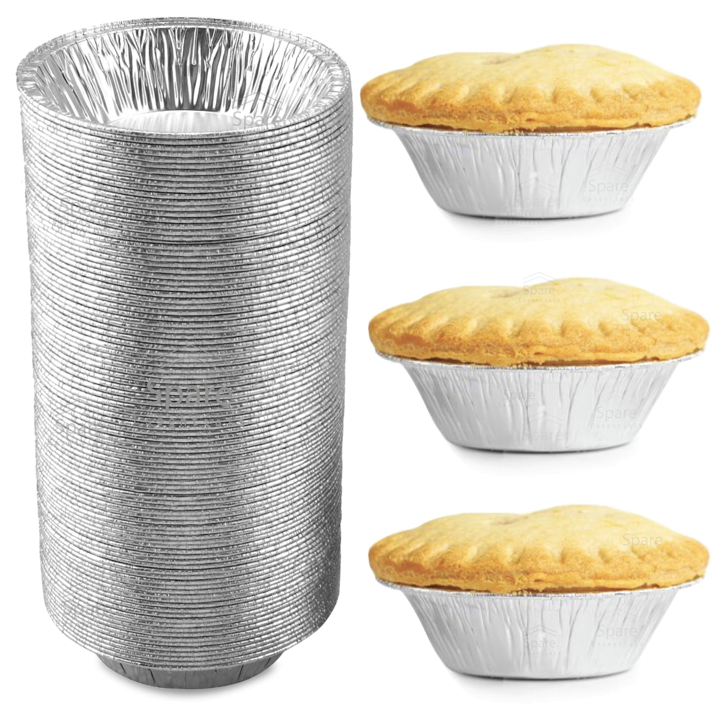 (60 Pack) Pie Tins 5 inch, Disposable Mini Pies Tin, Tart Aluminum, Individual Serving Pans for Baking Mini Chicken Potpie, Small Homemade Cakes & Quiche, Foil Tins, Freezer-to-Oven Use