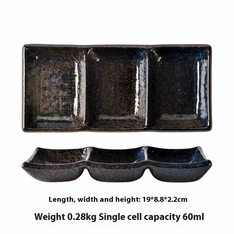 Barbecue Three-grid Sauce Dish Japanese Seasoning Dish - Walfos® Kitchenware