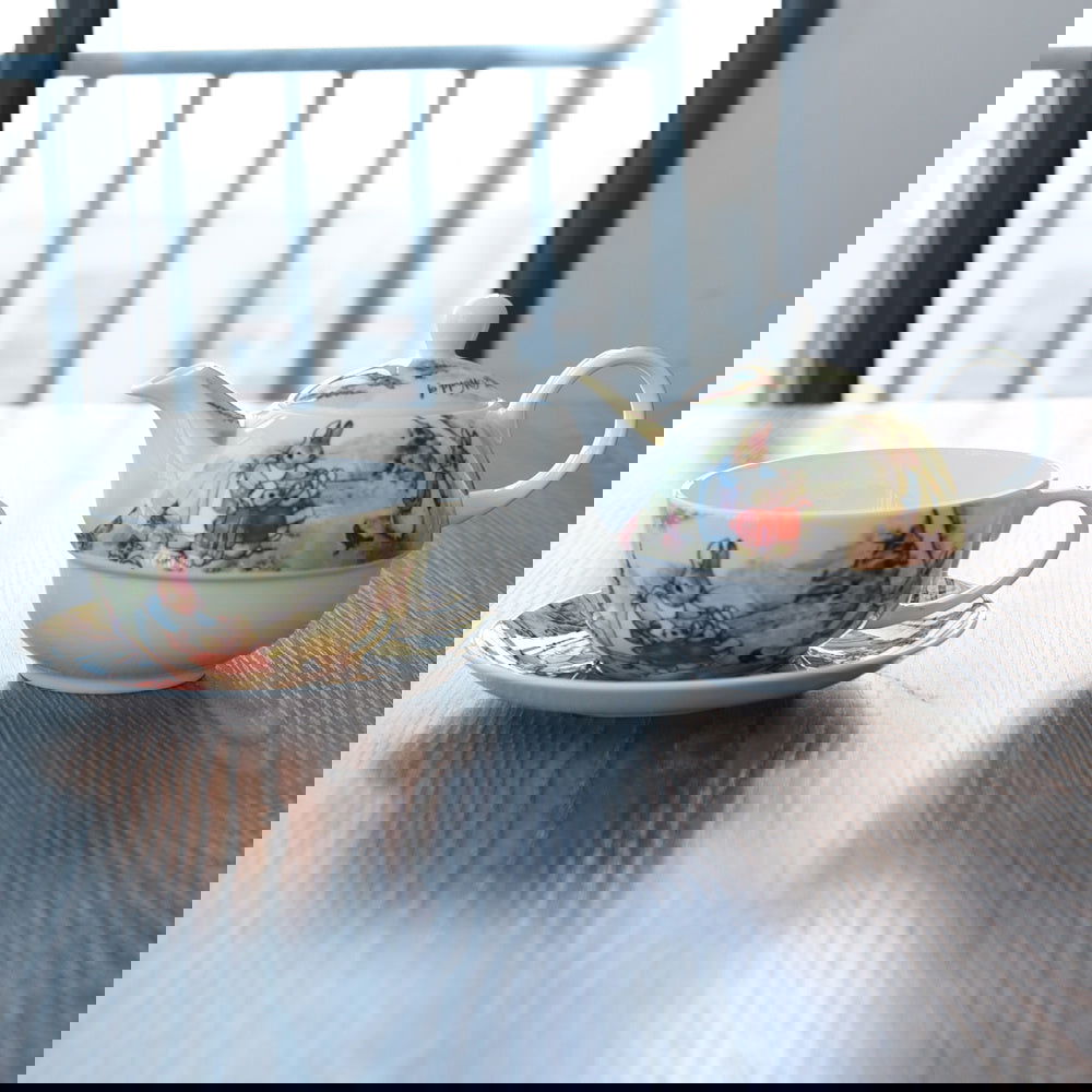 Cartoon Coffee Cup Saucer Teapot Bone China - Walfos® Kitchenware