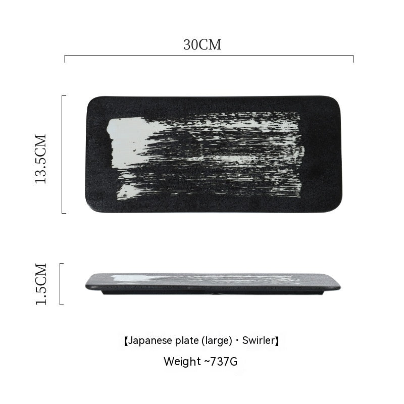 Ceramic Rectangular Plate Dish Japanese Sushi Barbecue Plate Restaurant - Walfos® Kitchenware