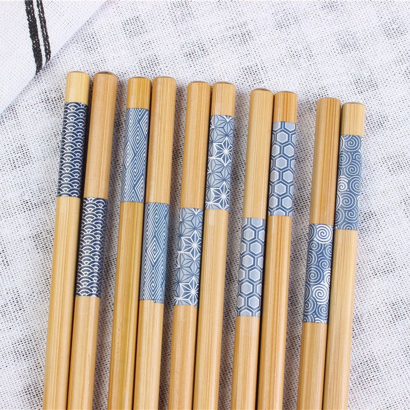 Creative Japanese-style Bamboo Chopsticks Ocean Printing Household - Walfos® Kitchenware
