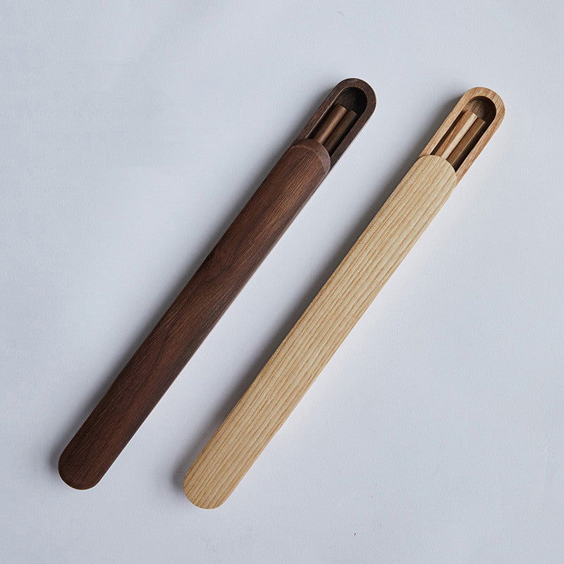 Fanhan Japanese-style Wooden Portable Chopsticks Set For Work 1 Pair Of High-end Portable Tableware Storage Box - Walfos® Kitchenware