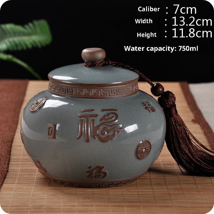 Ge Kiln Tea Jar Relief Sealed Tank Medium Tea Package Box - Walfos® Kitchenware