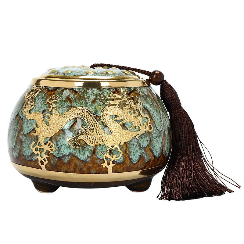 Golden Inlaid Jade Tea Pot Kung Fu Tea Set Large Sealed Tea Pot - Walfos® Kitchenware