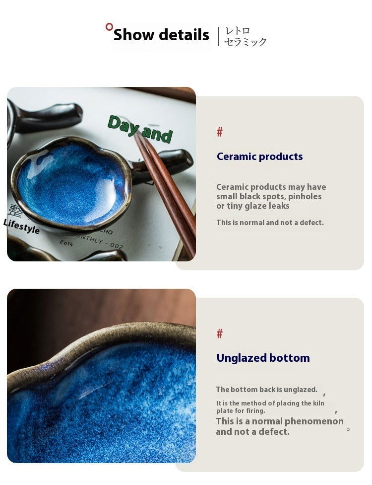 Household Ceramic Plum Hand Soy Sauce With Handle Saucer Dish - Walfos® Kitchenware