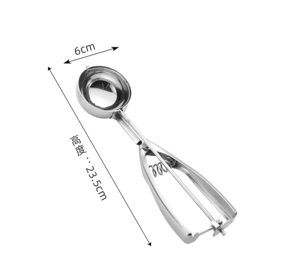 Ice Cream Spoon Kitchen Tools 3 Size Stainless Steel Spring Handle Mash Potato Watermelon Ball Scoop Home Kitchen Accessories - Walfos® Kitchenware