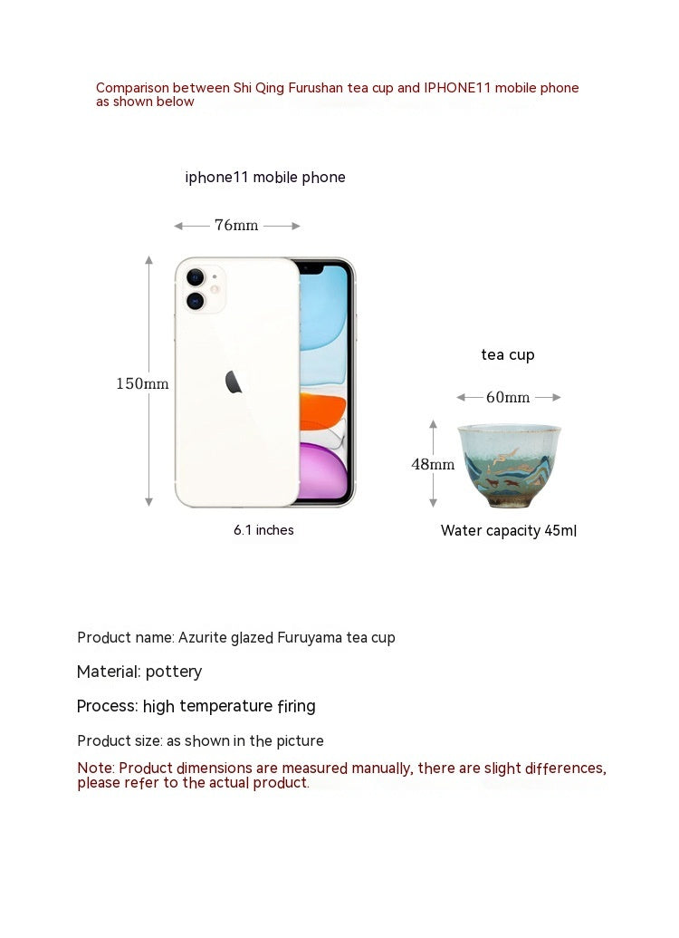 Japanese-style Ceramic Antique Stone Celadon Glaze Fu Rushan Tea Cup - Walfos® Kitchenware