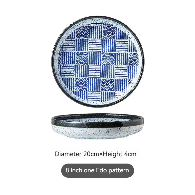 Japanese-style Ceramic Dinner Plate Home Creative Noodles With Soy Sauce Retro Tableware - Walfos® Kitchenware