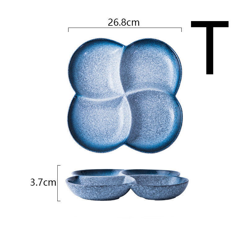 Japanese-style Dinner Plate Ceramic Compartment Plate Household - Walfos® Kitchenware