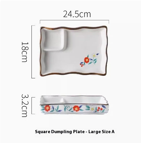 Japanese Dumpling Round Square Plate Ceramic - Walfos® Kitchenware
