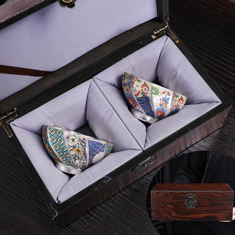 Japanese Enamel Color Silver Plated Tea Cup Ceramic Cup Master Cup Tea Cup Jianzhan Kung Fu Tea Set - Walfos® Kitchenware