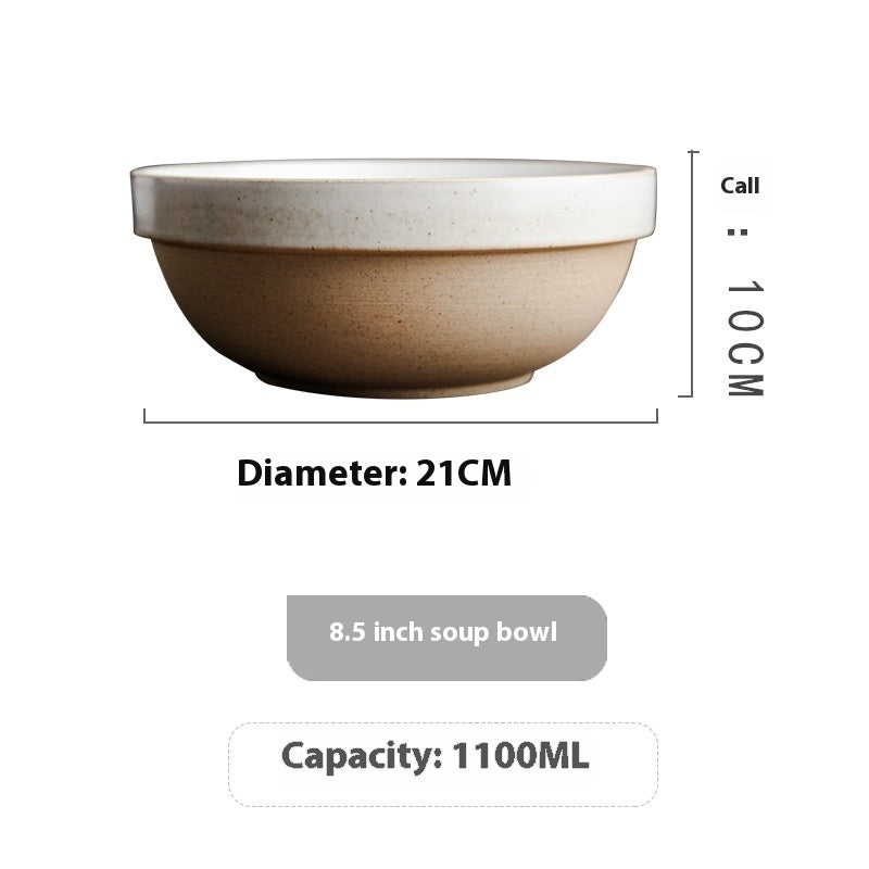 Japanese Fasting Japanese Style Retro Tableware Stoneware Rice Bowl Ramen Bowl - Walfos® Kitchenware