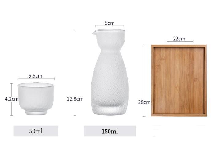 Japanese Style Frosted Sake Jug Set Glass Drinking Utensils - Walfos® Kitchenware