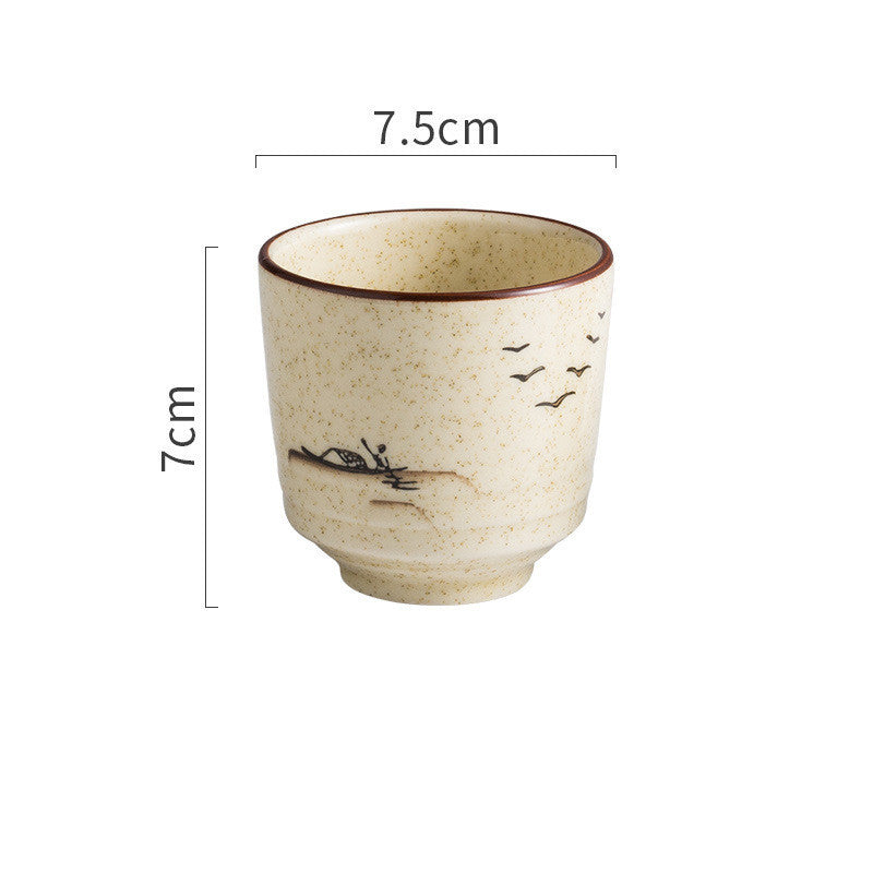 Japanese Style Retro Ceramic Small Pastoral Bird And Beast Tea Cup - Walfos® Kitchenware