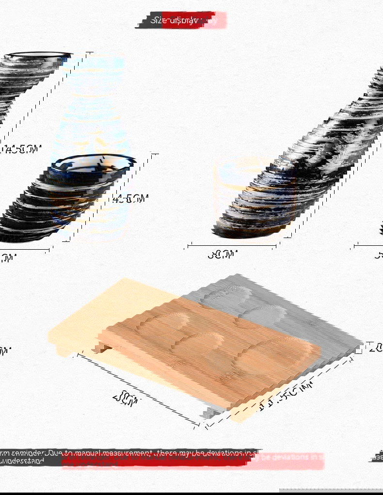 Japanese Style Sake Bottle Hand-painted One Pot Of Four Cup Set - Walfos® Kitchenware