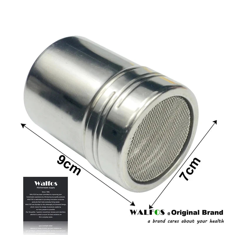 New Stainless Steel Chocolate Shaker Cocoa Flour Salt Powder Icing Sugar Cappuccino Coffee Sifter Lid Shaker Kitchen Tools - Walfos® Kitchenware