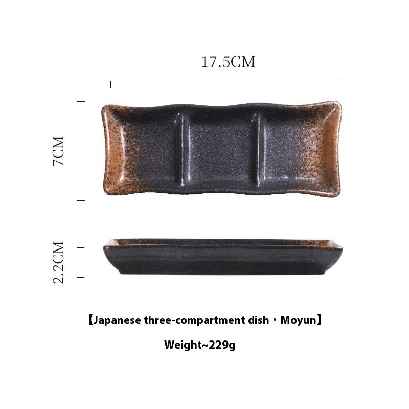 Rectangular Sauce Ceramic Three-grid Seasoning Dish - Walfos® Kitchenware