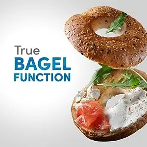 Toster na 2 kromki o bardzo szerokim otworze, funkcja podgrzania bajgla, rozmrażania, anulowania funkcji, 6 ustawień, timer odliczający, stal nierdzewna