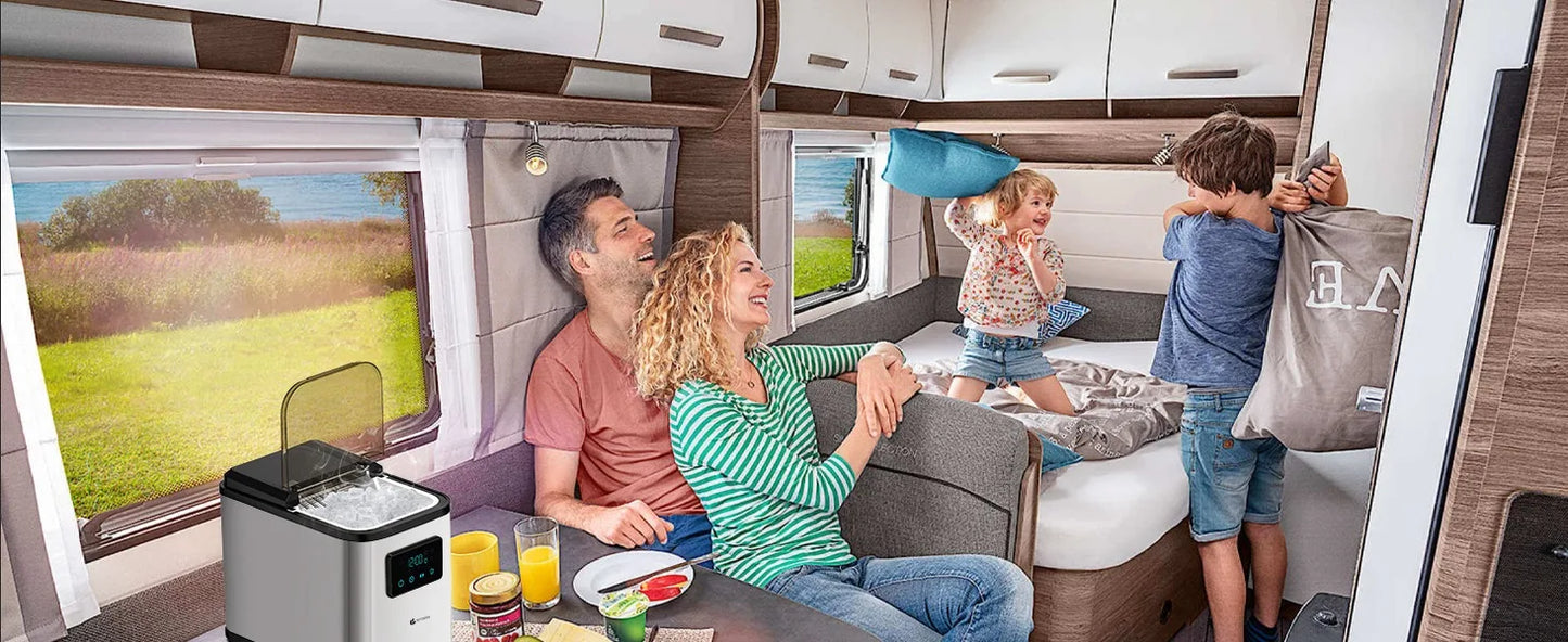 Maszyna do lodu na blacie, przenośna maszyna do lodu, 28 funtów/24 godziny, z funkcją samoczyszczenia, rezerwacja czasu, w zestawie łyżka i koszyk