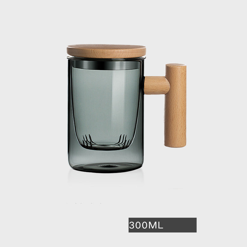 Tea And Water Separation Tea Cup Glass Men's Simple Japanese Flower Tea Cup - Walfos® Kitchenware