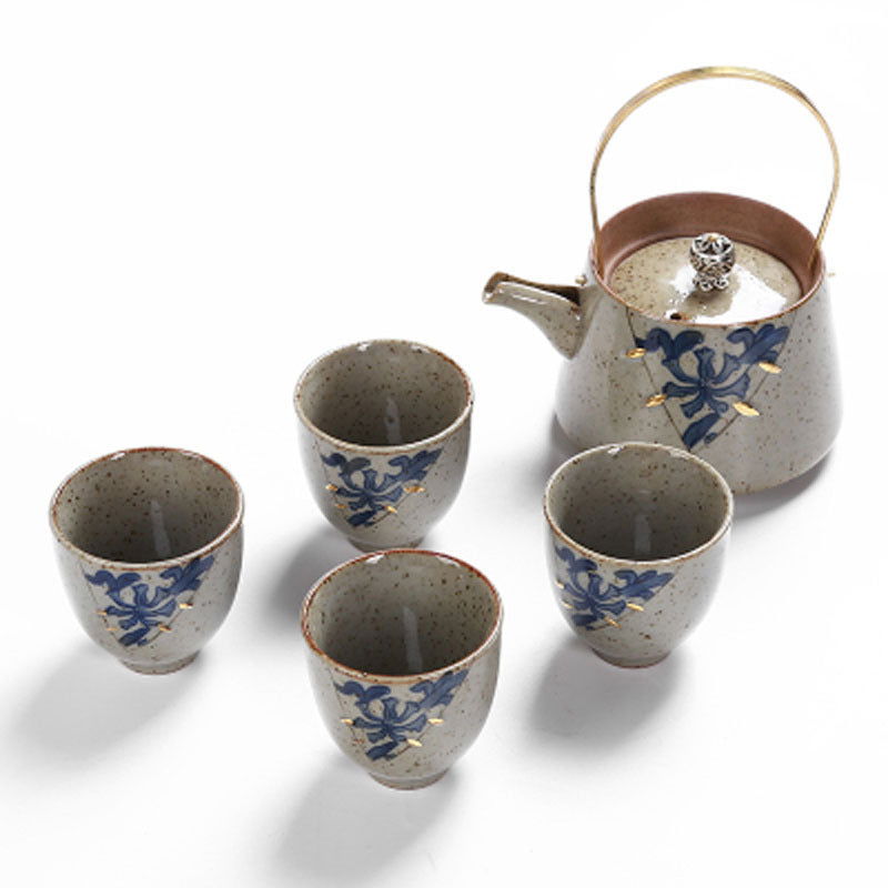 Tea Set Japanese Style Stoneware Tea Cup And Pot Small Set - Walfos® Kitchenware