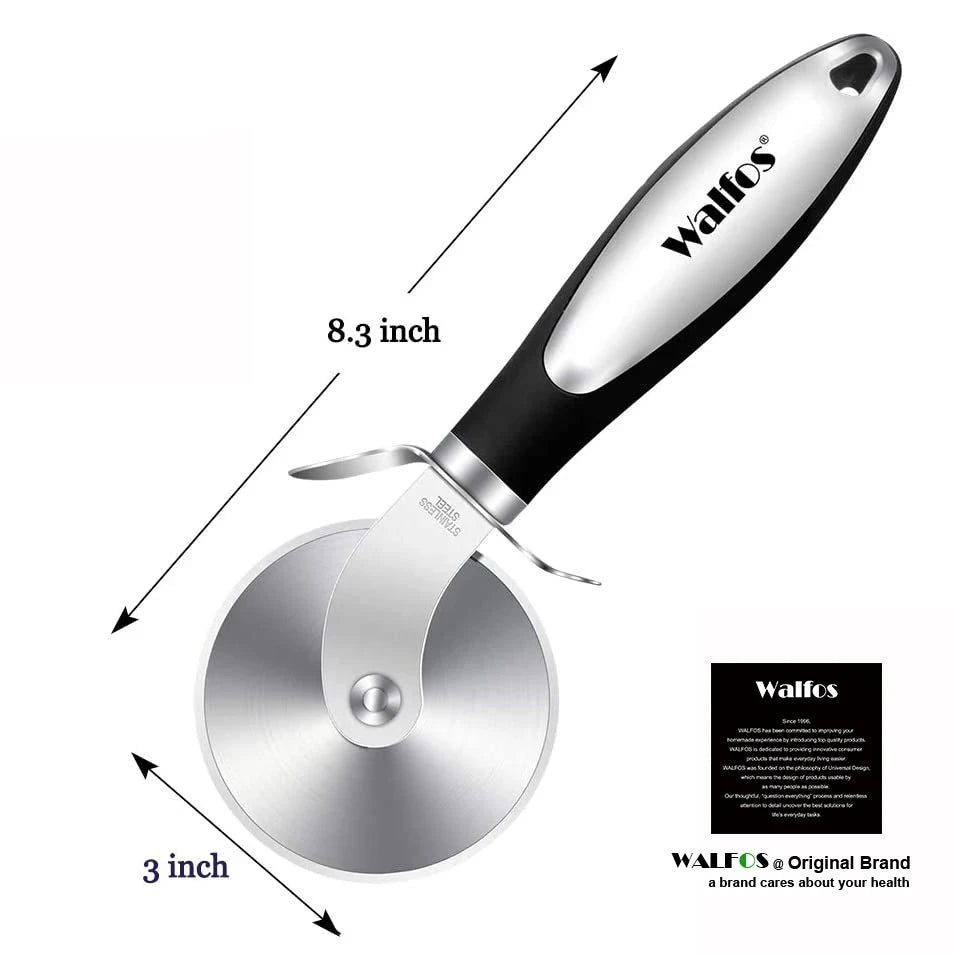 WALFOS 1pcs/2pcs Stainless Steel Pizza Cutter Professional Pizza Cutter Wheel with Anti-Slip Handle for Pizza Waffles Cookies - Walfos® Kitchenware