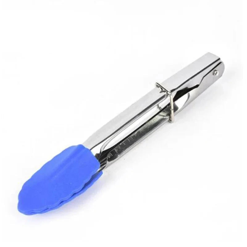 WALFOS 1pcs 7 Inch BBQ Nylon Tongs Tips Kitchen Mini Tong Heat Resistant Nylon Cooking Tongs Steel Food Tongs Kitchen Accessorie - Walfos® Kitchenware